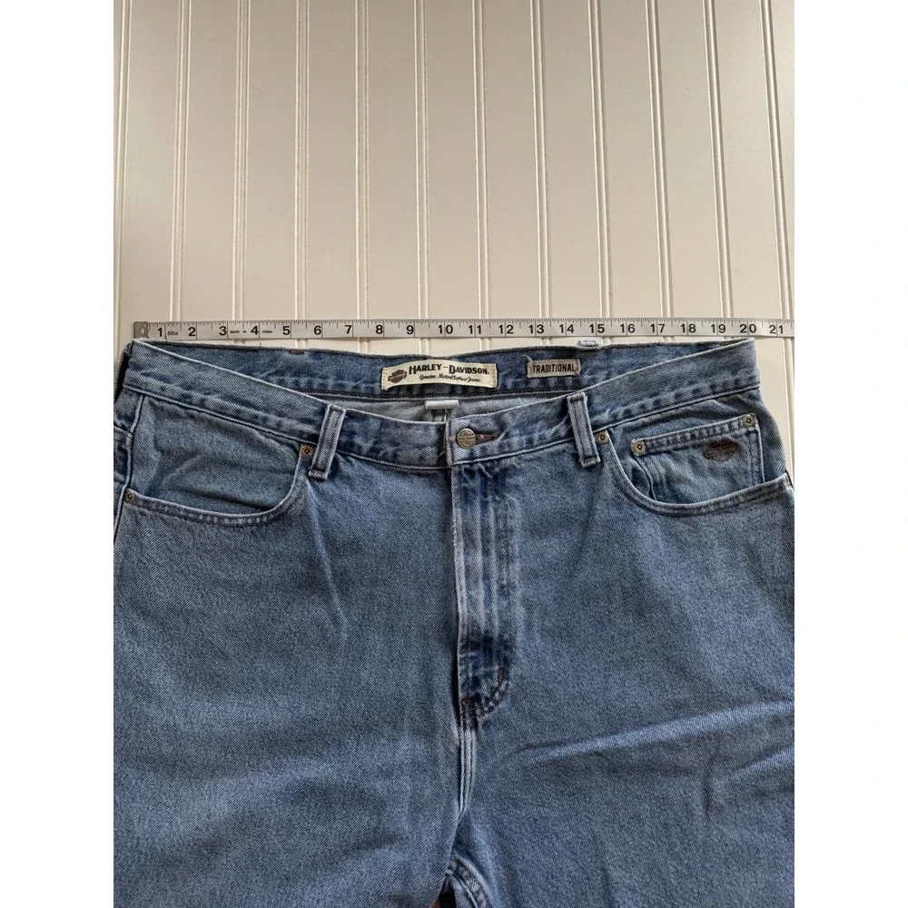 Harley-Davidson Men's Straight Leg Jeans‎ 40x32 Medium Wash Distressed